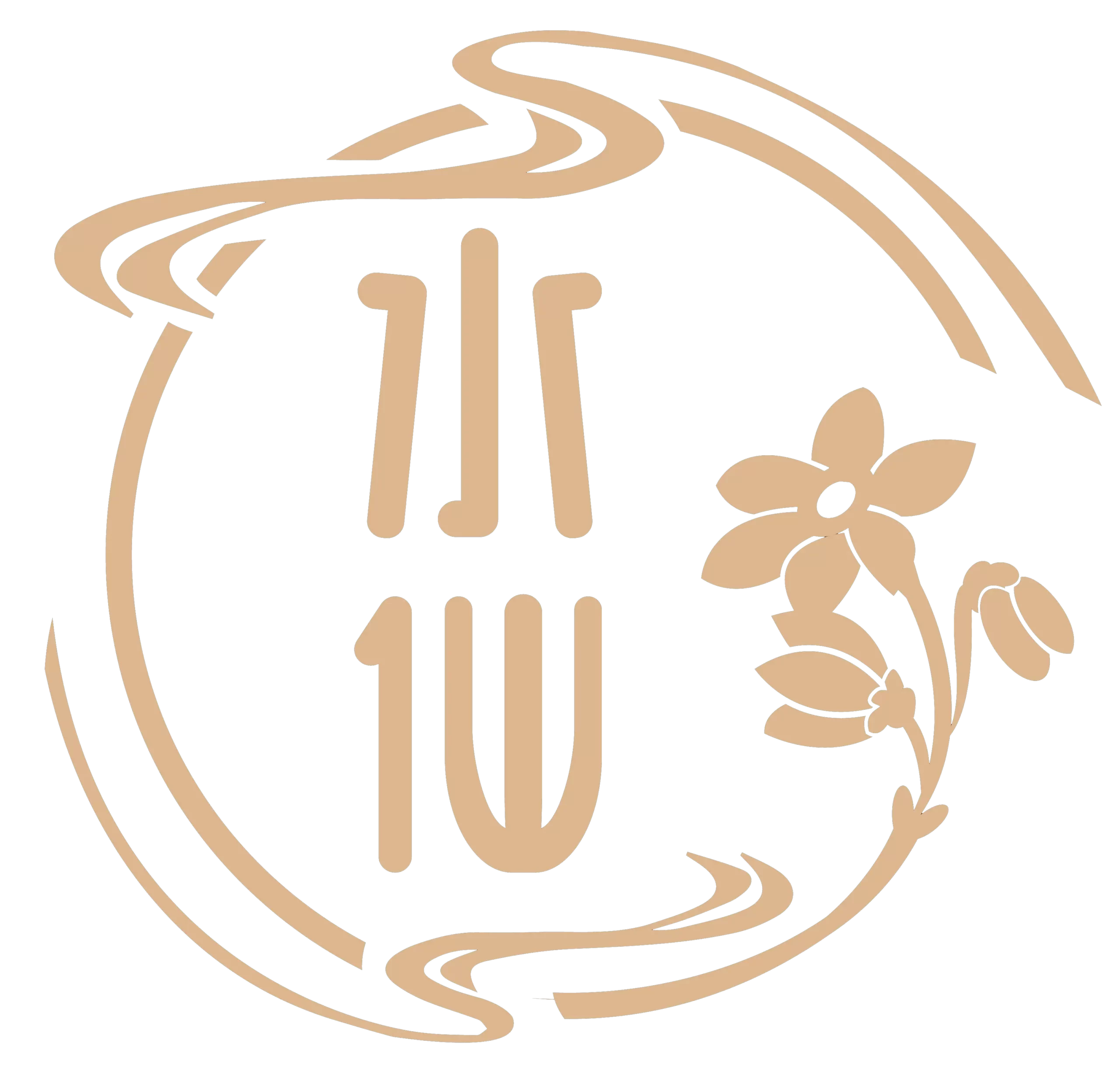 Narcissus logo with circular water curve floral design at Suisen Ramen & Sushi, a Ramen Restaurant in Oxnard